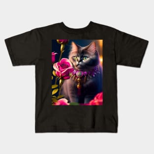 Fall in Love with Persian Cat and Roses Kids T-Shirt